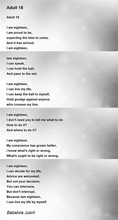 Adult 18 Poem By Babalola Jubril Poem Hunter