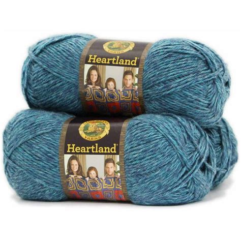 Lion Brand Yarn Heartland Glacier Bay Basic Medium Acrylic Blue Yarn 3