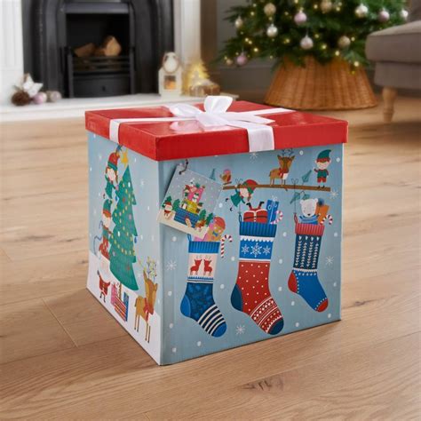 XL Christmas Gift Box with Bow & Tag - Stockings | Gifts - B&M