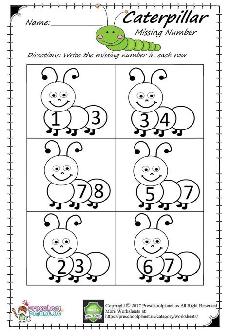 Here Is Caterpillar Themed Missing Number Worksheet For Preschool