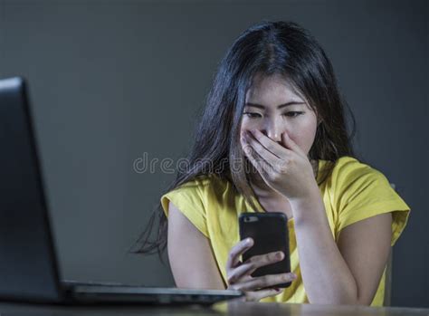 Dramatic Portrait Scared And Stressed Asian Korean Teen Girl Or Young