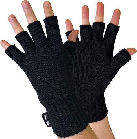 thmo mens black 40 gram thinsulate insulated winter thermal fingerless gloves at amazon men s