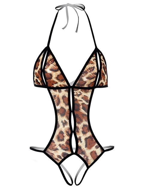 Women S Sexy Bodies Teddies And Bodysuits 1 Pc Leopard Ultra Slim Hot Bed Club Polyester Backless