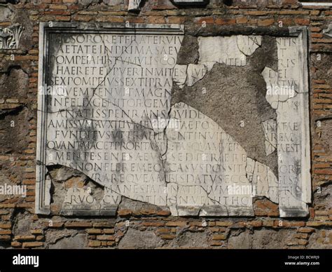 latin inscription on roman tomb on the old appian way in rome italy ...