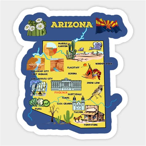 Arizona Map With Major Cities Tourist Destinations Attractions Usa