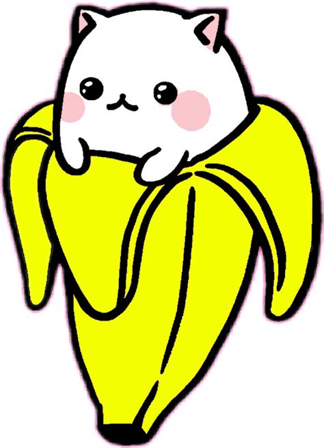 Cat Kawaii Sweet Cute Banana Ftekawaii Sticker By Hornet