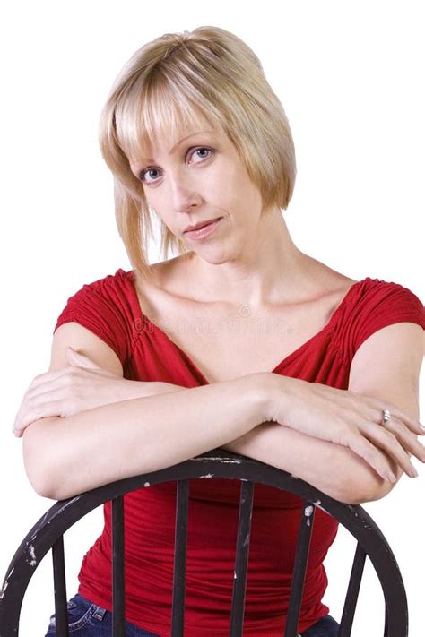 Seductive Portrait Of Young Woman Sitting On Chair Stock Image Image Of Blowing Fashion 14512107