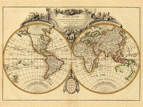 World Map Vintage Antique Style Large Poster X Cm Wall Chart My Xxx