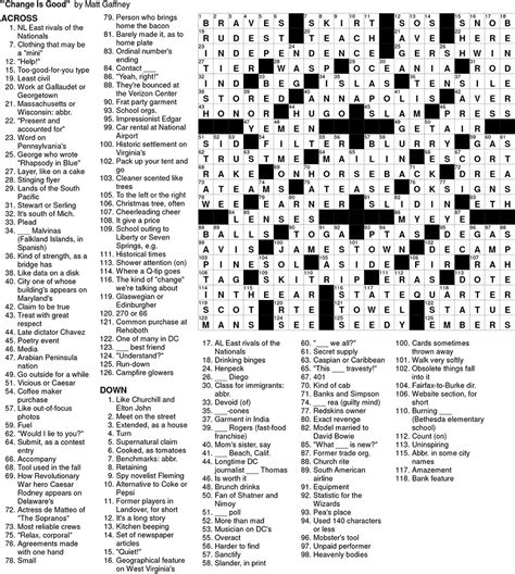 June 2013 Crossword Puzzle Answer Key Washingtonian
