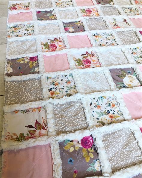 Boho Dusty Rose Floral Baby Quilt Crib Quilt For Baby Girl Etsy Australia