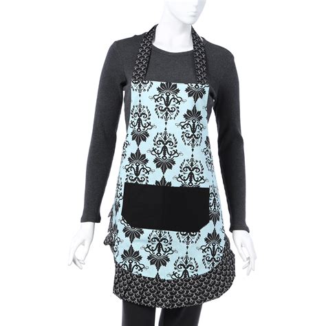 flirty aprons women s original apron in aqua damask and reviews wayfair