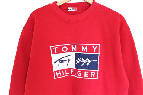 vintage tommy hilfiger sweatshirt sportswear red jumper hip etsy in 2021 vintage hoodies