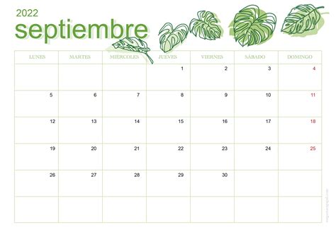 Calendario Mensual Septiembre