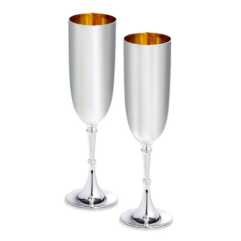 Pair Of Silver Champagne Flutes Francis Howard