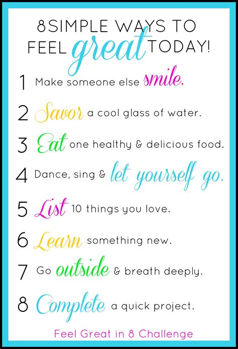 8 Simple Ways to Feel Great Today! - Feel Great in 8 Blog