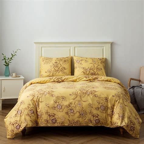 Duvet Cover Summer Soft Yellow Floral Duvet Covers 3 Piece Bed Etsy