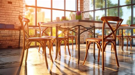 테이블과 의자를 갖춘 커피숍이나 레스토랑의 d 그림 레스토랑 건물 야외 카페 레스토랑 인테리어 배경 일러스트 및 사진