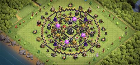 Farming Base Th9 Max Levels With Link Anti Air Dragon Hybrid Town