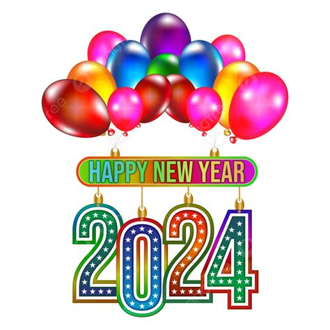 Colorful Happy New Year 2024 In Hanging Style 2024 Clipart Happy New 0db