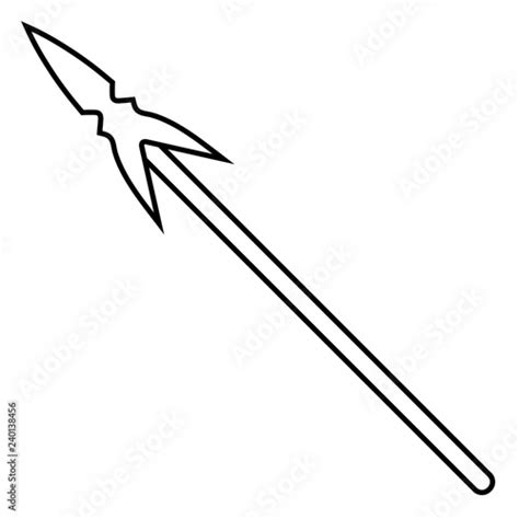 Icon Outline Silhouette Of A Spear Isolated On White Background