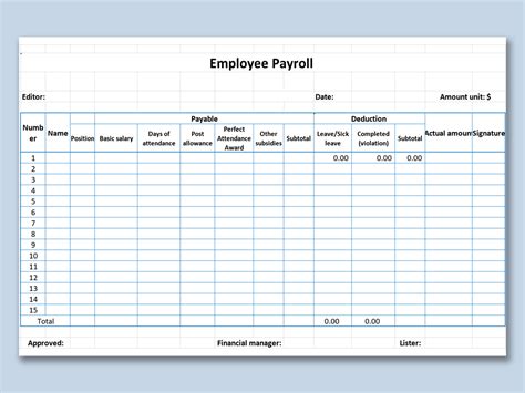 Excel Of Employee Payroll Calculatorxlsx Wps Free Templates