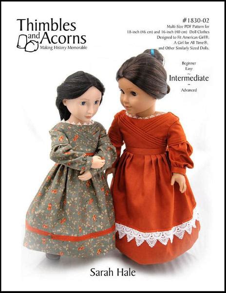 Thimbles And Acorns 1830s Sarah Hale Dress Bundle Doll Clothes Pattern