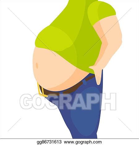 Clip Art Vector Abdomen Fat Overweight Man With A Big Belly Vector