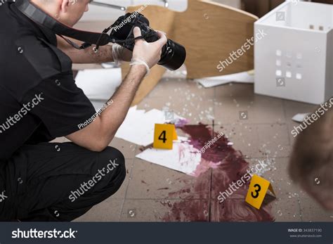 Police Officer Taking Photos Crime Scene Stock Photo 343837190