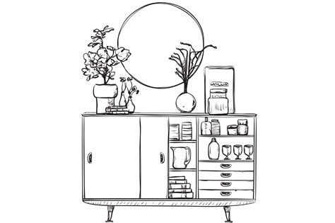 Cupboard Sketch Interior Element ~ Illustrations ~ Creative Market