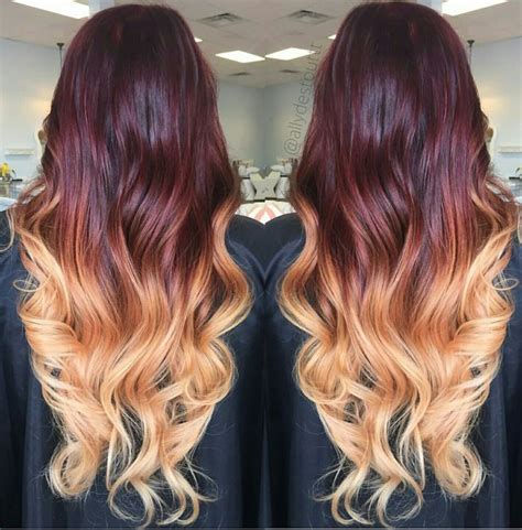 Ombré is here to stay! Mahogany to blonde ombre | Burgundy hair, Hair shades ...