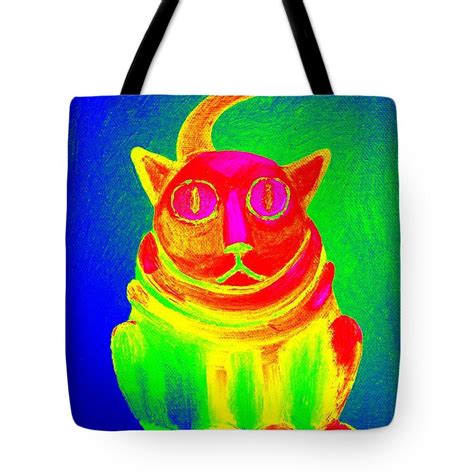 Psychedelic Cat Tote Bag For Sale By Lenka Rottova Cat Tote Tote Bag