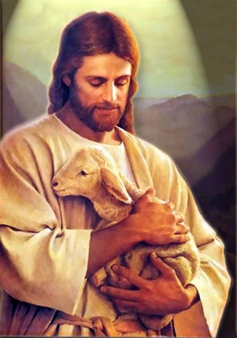 Painting picture of jesus christ holding a lamb in his arms by sandy freckleton gagon. Life Of Jesus In Pictures - Wallpaper Set 16