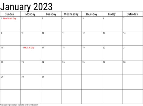 Jan 2023 Calendar With Holidays Printable Get Calendar 2023 Update