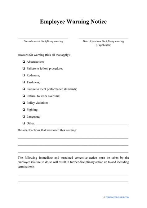 Employee Warning Notice Template Fill Out Sign Online And Download