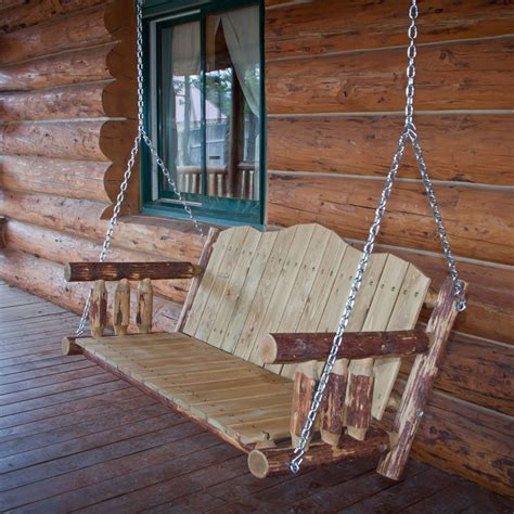 Amish Rustic Log Porch Swing Hanging Porch Swing Porch Swing Porch