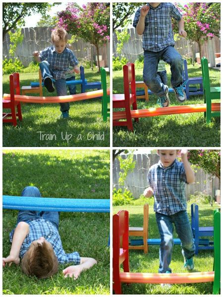 A fun backyard obstacle course for kids. Pool Noodle Backyard Obstacle Course ~ Learn Play Imagine