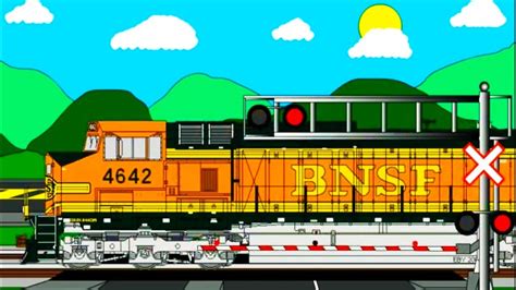 Kereta Api Kartun Kereta Barang Railroad Crossing Train Animation