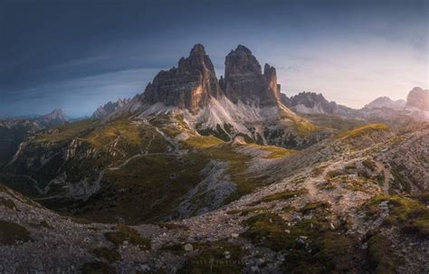 Tre Cime Di Lavaredo Dolomites Sunrise Panorama Michael Shainblum