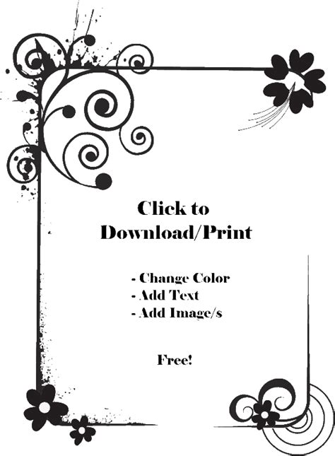 Download Free Flower Border Template Free Flowers Clipart Border - Border Design Black And White ...