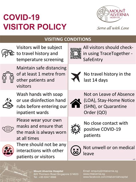 Mount Alvernia Hospital Singapore | Visitor Policy
