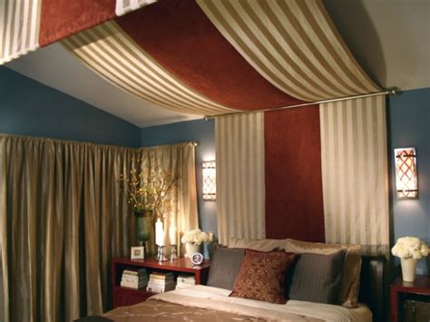 Staple or glue fabric onto each tile or run fabric through the tile frames for a soft, flowing look. How to Decorate Slanted Ceilings
