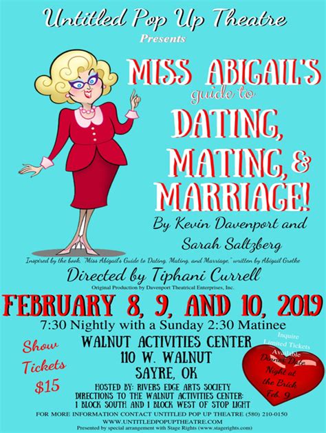 Miss Abigail S Guide To Dating Mating And Marriage At Untitled Pop Up Theatre Performances