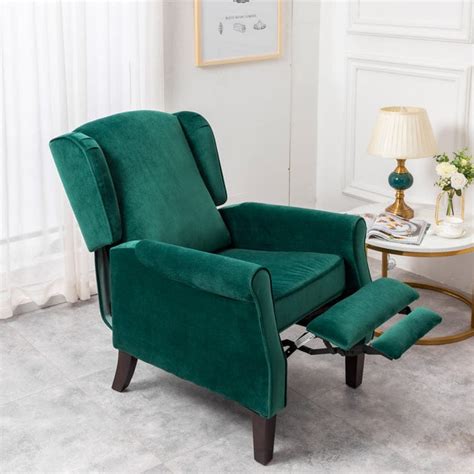 Ascot Wingback Velvet Recliner Chair In Green | Furniture Maxi