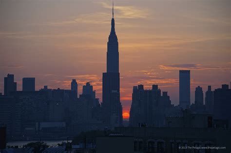 New York City Skyline And Sunset During Manhattan Henge © 2013