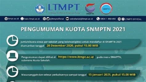 Cek Kuota SNMPTN 2021 di www.ltmpt.ac.id, Siswa Kelas 12 ...