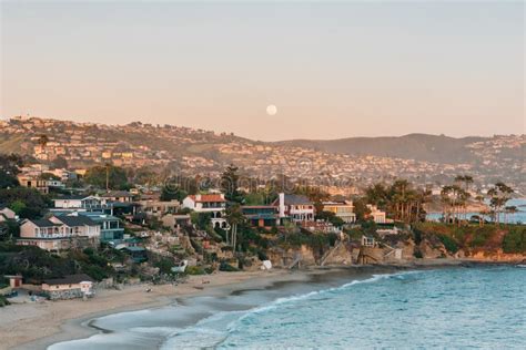 Sunset View Of Crescent Bay In Laguna Beach Orange County California