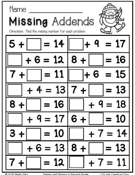 Missing Addend And Subtrahend Worksheets