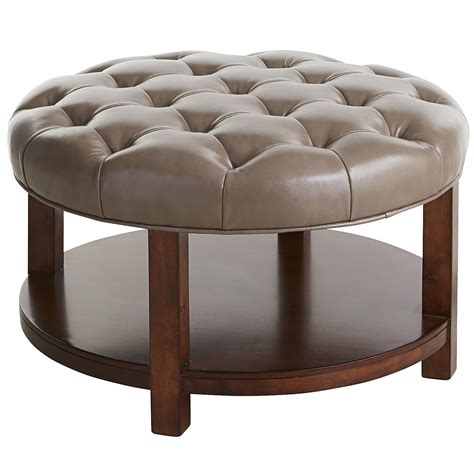 Faux leather suitcase side table. Round leather ottoman/coffee table | Round ottoman ...
