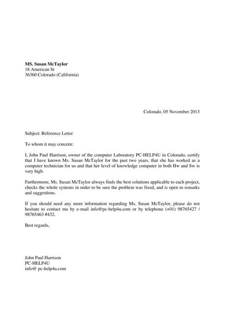 Carta laboral en inglés  Ejemplos De