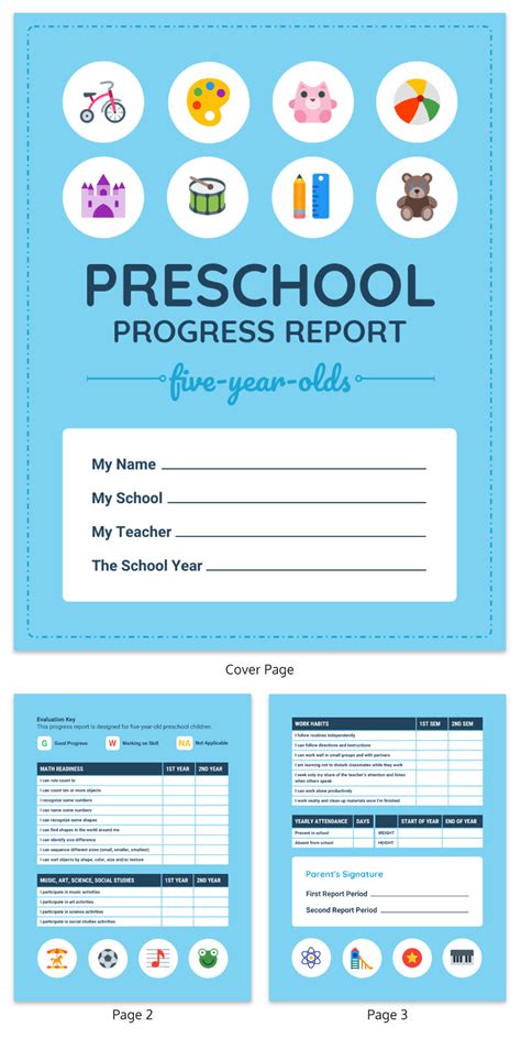 Prek Progress Report Template Venngage Within Preschool Weekly Report